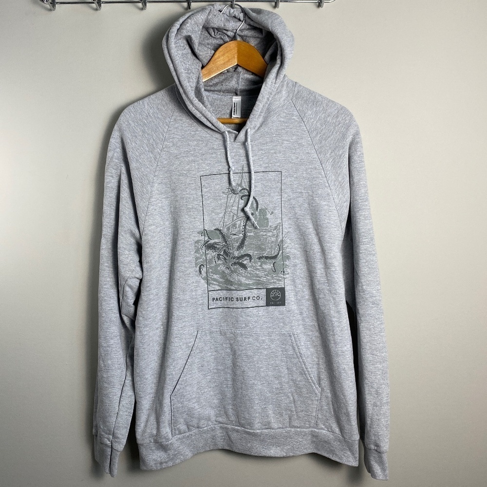 American Apparel Women's Gray Pullover Hoodie Pacific Surf Co. Tofino Canada L
